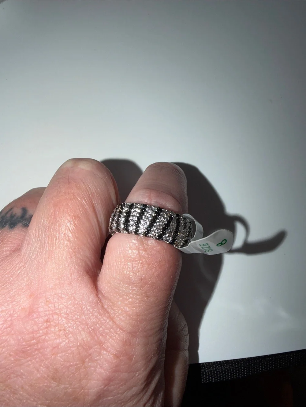 Bomb Party “Chic In The Wild” Zebra Ring Size 8 New Black & Diamond CZ